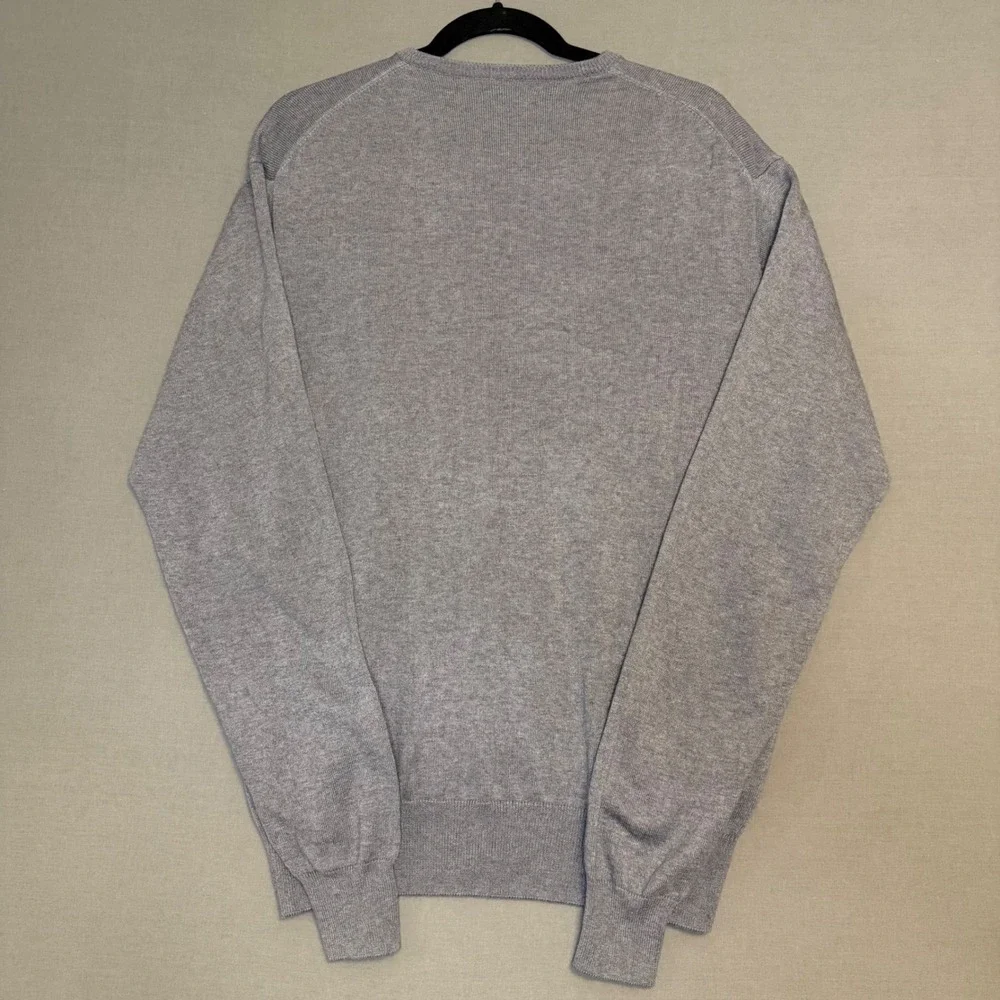 Peter Millar Silk Cotton Cashmere V-Neck Sweater Mens Large Gray Heather Knit